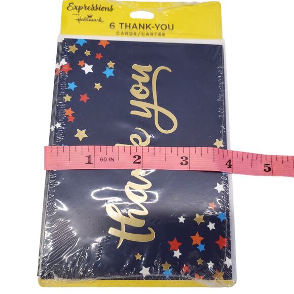 Hallmark Expressions Thank you Cards Blue with Colorful Stars 6 Cards LPH1083 - Picture 4 of 5